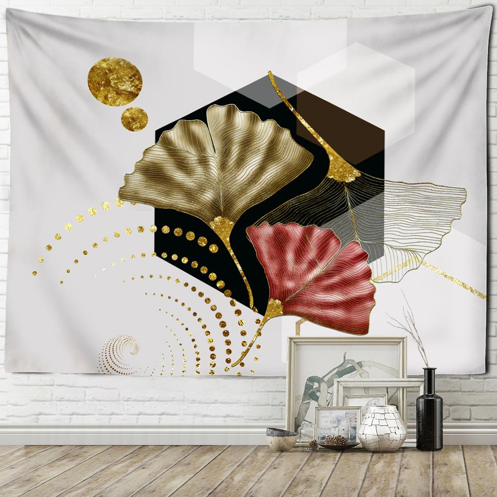 Simple Marble Line Ginkgo Leaf Tapestry Wall Hanging Bohemian Psychedelic Bedroom Living Room Home Decor