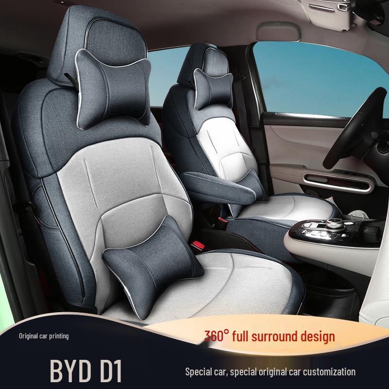All-Season Linen Car Seat Covers for BYD D1 - Full Coverage