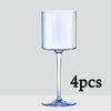 4pcs Elegant Ribbed Design Colorful Wine Glasses 11oz Hand Blown Premium Wine Glass Blue Green Stemmed Wine Glasses Long Stem Wine Glasses