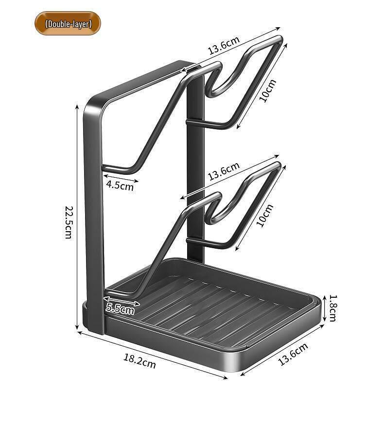 Vertical Kitchen Lid & Pan Rack: Wall-Mount & Countertop Cutting Board Holder