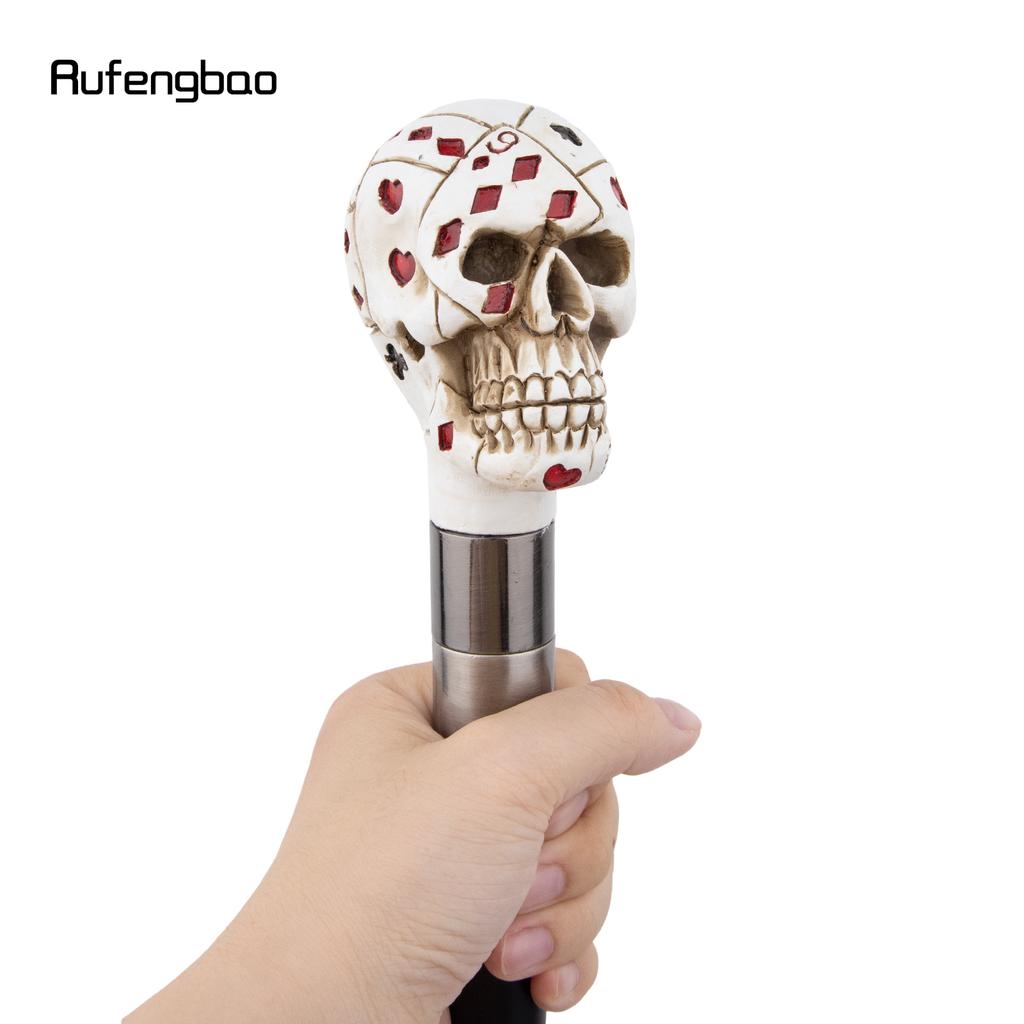 White Resin Skull Poker Head Walking Cane Fashion Decorative Steel Stick Gentleman Elegant Cosplay Cane Knob Crosier 94cm