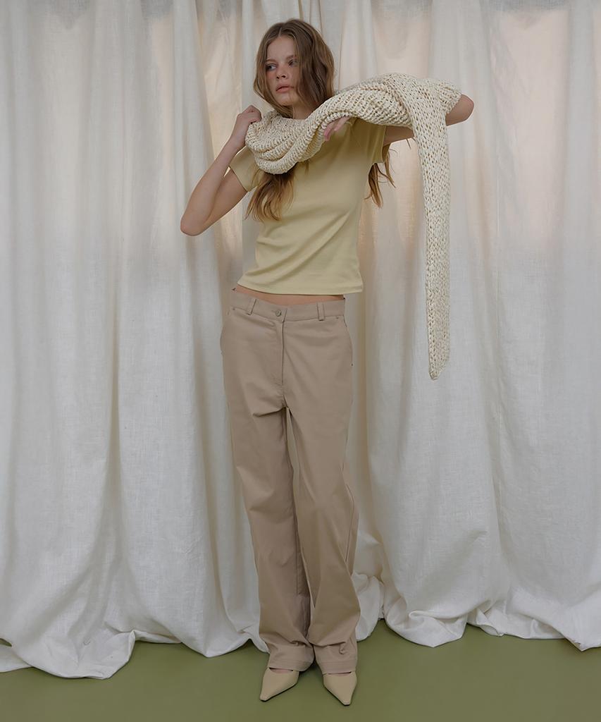 Lonkeu Color Cotton Wide Pants (Beige)