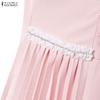 ZANZEA Women Elegant Casual V-Neck Solid Color Sleeveless Dress