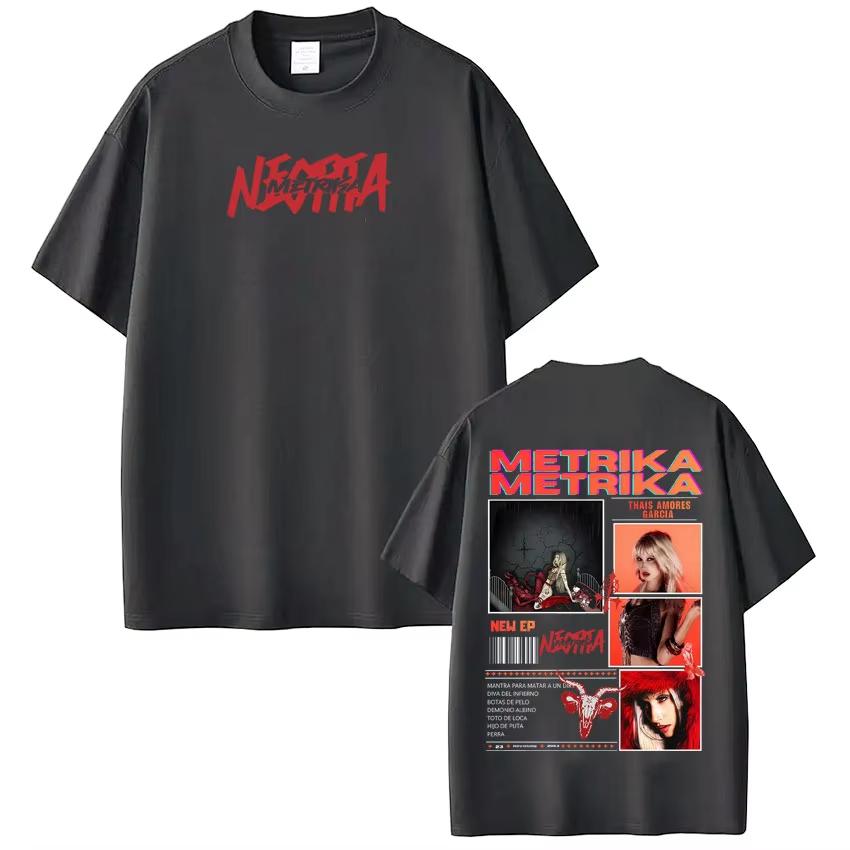 singer metrika New album Tour printed Tshirt men women Aesthetic trendy Shortsleeved pure cotton casual Harajuku Tshirts