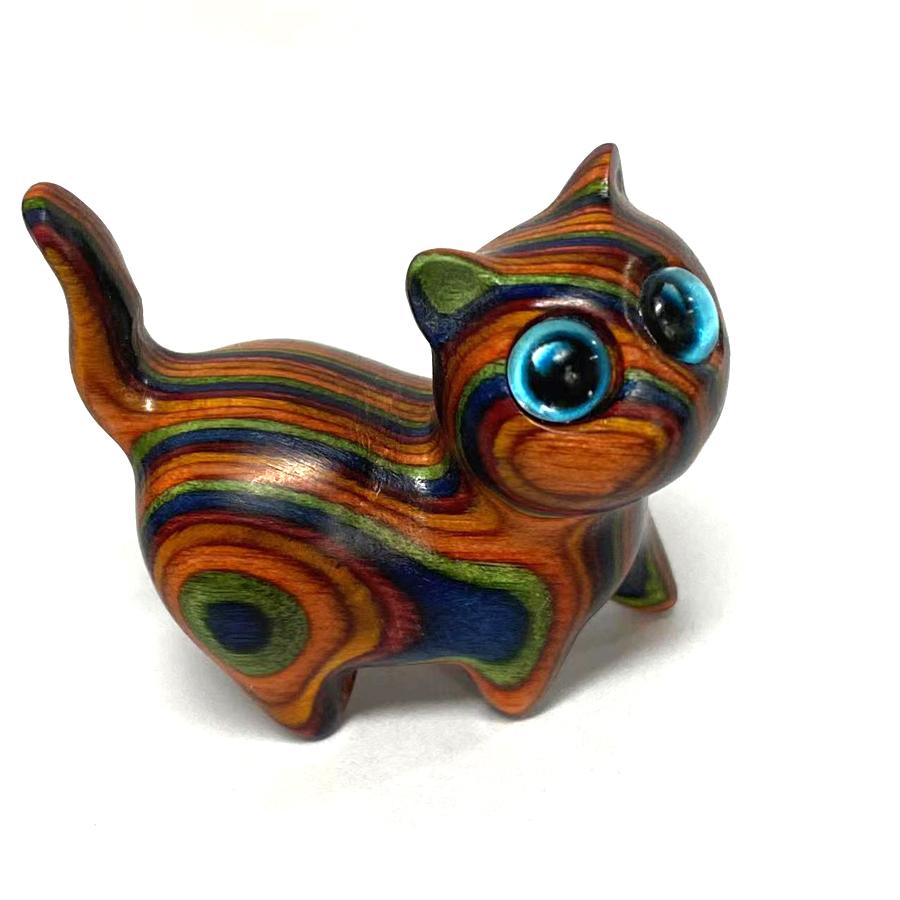 Figuras en miniatura, adorno de gato, lindo gato de madera de colores, accesorios de escritorio para oficina, decoración del hogar, regalo, actividad, recuerdos