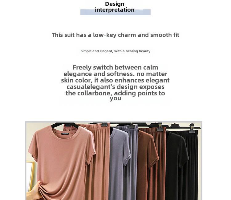 Women's Modal Short-Sleeve T-Shirt and Shorts Casual Two-Piece Suit