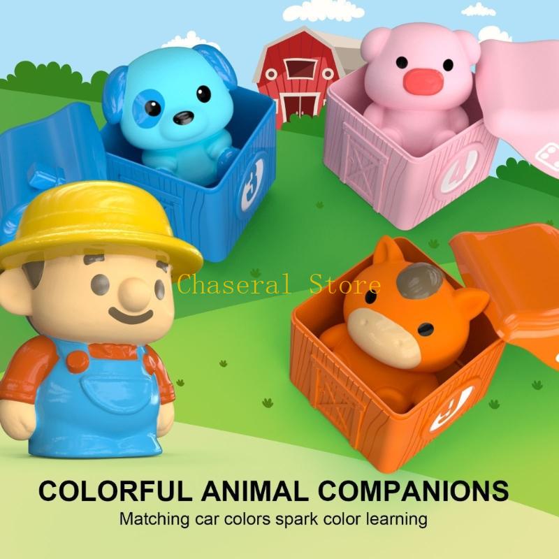 E7Ce Creative Farm Animal Train Toy Number Color Cognition Matching Toy For Preschool