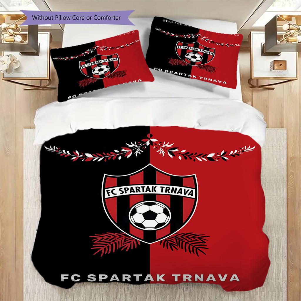 FC Spartak Trnava - sada povlečení, prošívaná deka, povlak na polštář, bytová dekorace, dárek k narozeninám (1 * povlak na peřinu + 2 * povlak na polštář, bez jádra)