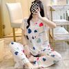 Short-sleeved Trousers Cotton and Silk Pajamas Women's Summer Thin Suit Japanese Sweet Anti-bumps Can Be Worn Outside Cotton Silk Loungewear