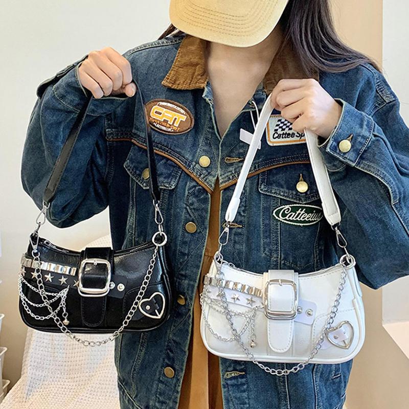 Yogodlns Nuova Borsa a Spalla di Nicchia con Texture Amore Catena a Farfalla Sottospalla Borsa a Spalla Diagonale da Moto per Ragazza Piccante per Donna