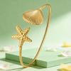 Minimalist Starfish Shell Cuff Bracelet for Women Gold Color Stainless Steel Bangle Ocean Style Bracelets Fashion Wrist Jewelry