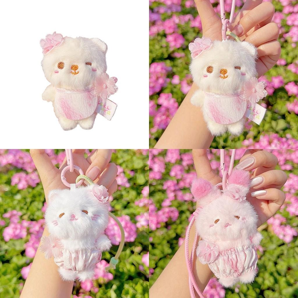 Cherry Blossom Bear Rabbit Cat Plush Keyring For Teen Girls And Collectors