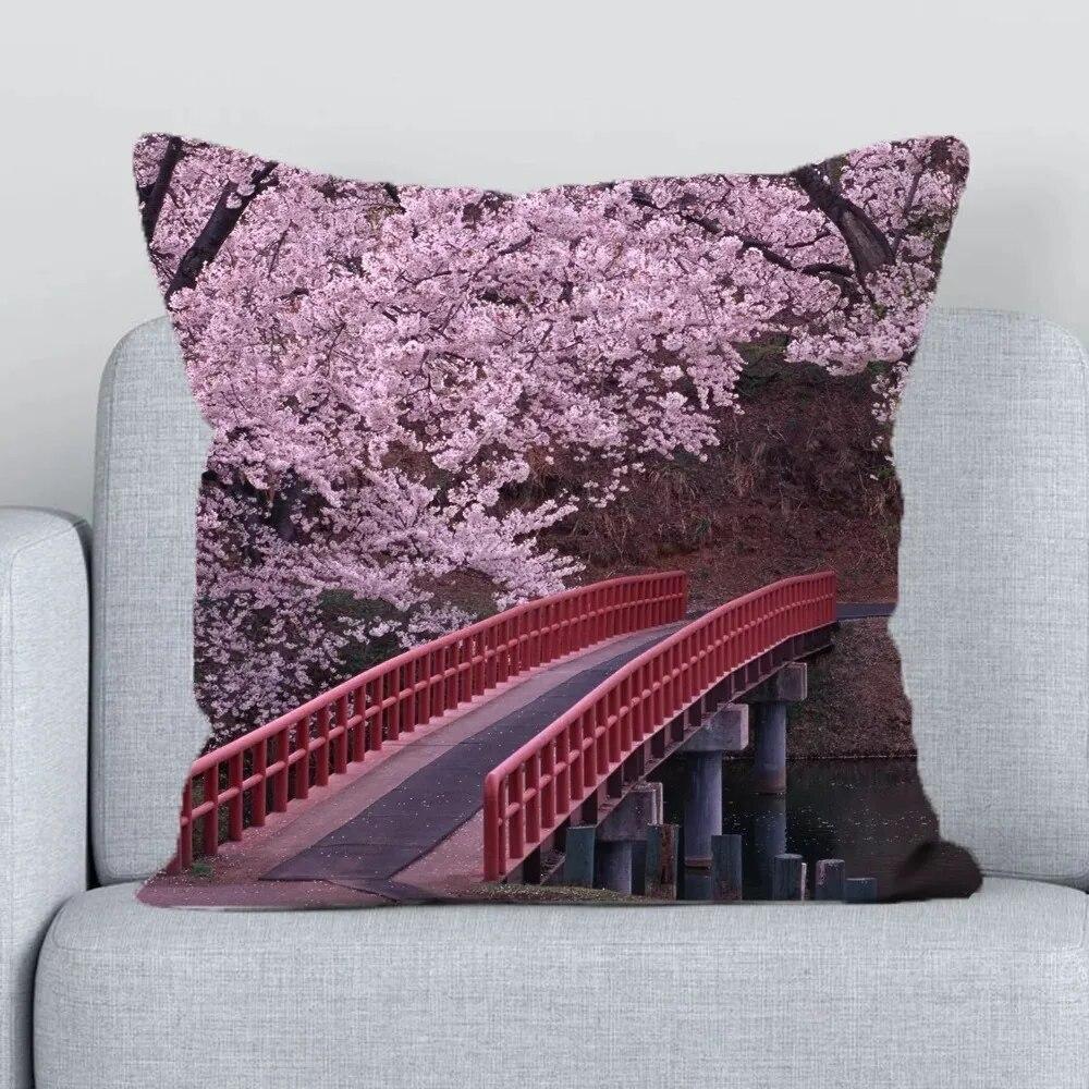 

Чехол для дивана для офиса, гостиной, роскошный домашний декор, наволочка, японский декоративный чехол с сакурой 40x40cm