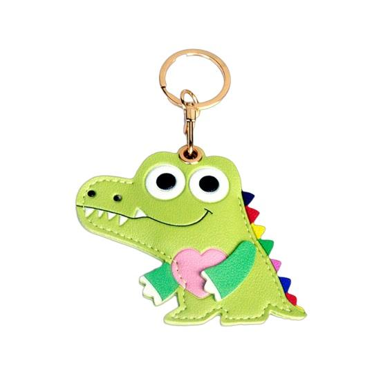 

Keychain Pendant Cartoon Little Crocodile Key Holder Imitation Leather Access Card Cover Bag Charm Decorative Keychain Accessory
