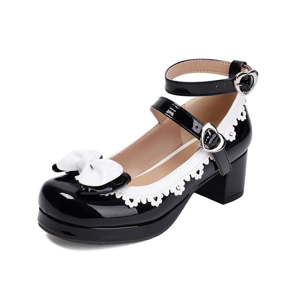 

Модные туфли для девочек в стиле Сладкая Лолита, с оборками, бантом и кружевом, свадебные туфли для невесты, женские туфли на высоком каблуке, с отделкой, принцесса, косплей, для вечеринки, розовые, размер 34-48 34 чёрный