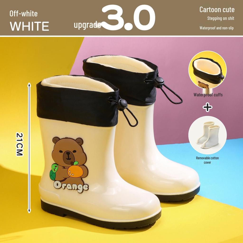 Wasserdichte gefütterte Gummistiefel für Kinder: Rutschfeste, kältebeständige Gummistiefel mit Kordelzug für Kleinkinder und ältere Kinder