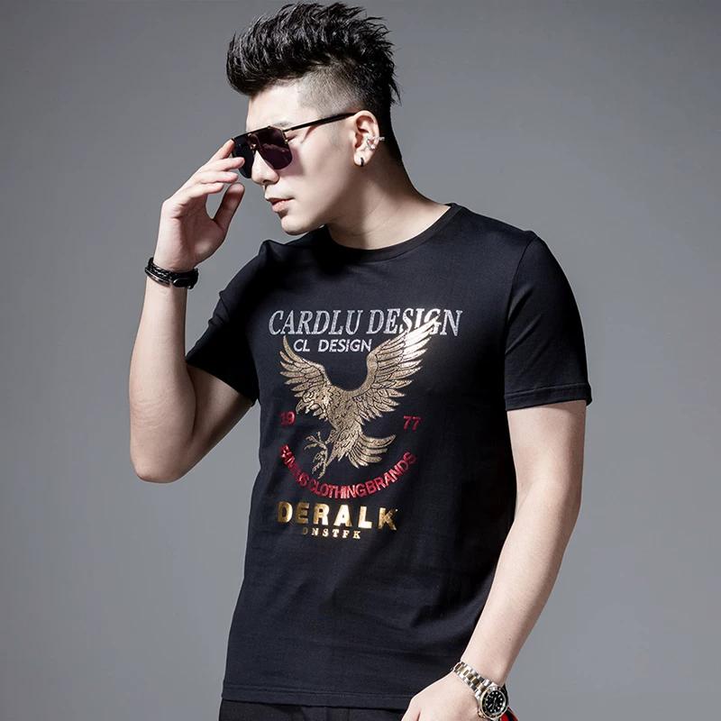 Fashion Brand Mercerized Cotton Half Sleeve Laser Heat Transfer Patch Men's T-shirt