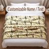 Music General Theme Soft Blanket Personalized Custom Name Text Print Warm Blanket Home Sofa Bedroom Decor