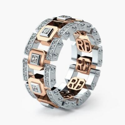 Regalo di gioielli da sposa per fidanzamento con strass brillanti bicolore da uomo e donna