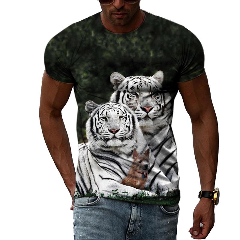 Trendige Herren-T-Shirts mit O-Ausschnitt, Tier-Tiger-Grafik, Sommermode, Persönlichkeit, cooler Stil, Harajuku-Druck-T-Shirts mit kurzen Ärmeln