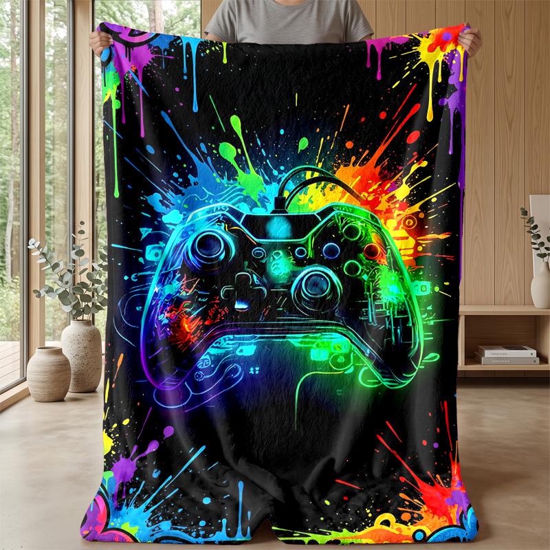 Neon Game Controller Art Theme blanket Lightweight Warm Flannel Blanket Decorative Throw Blanket for Home Decoration