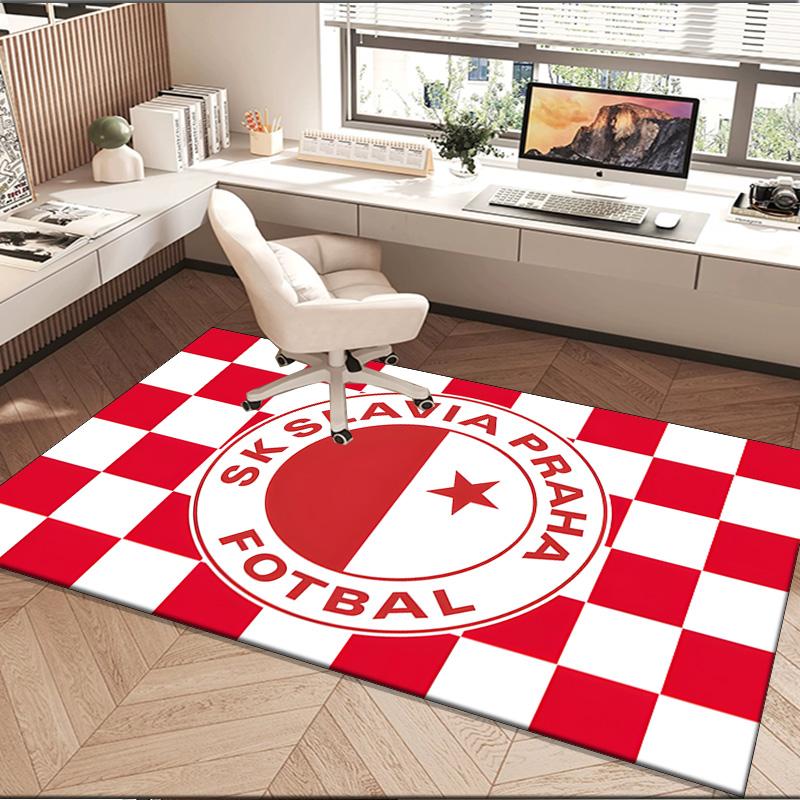 1PC rug Red And White Prague Football Carpet, Chair Rug,Area Rug for Office Bedroom living rooms bedroom, Doormat decor Christmas fan gifts