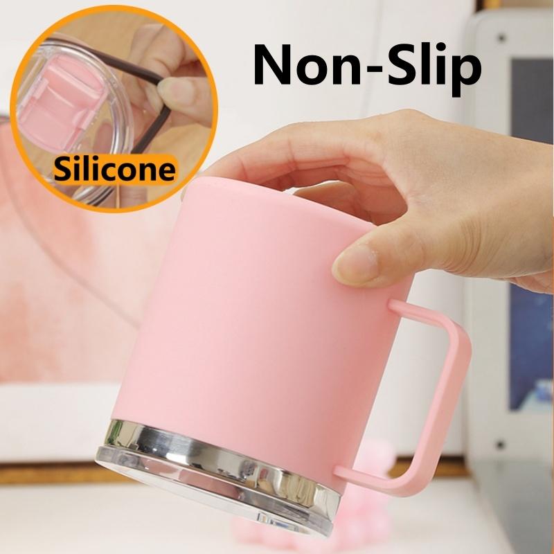 650ML Stainless Steel Water Bottle with Lid and Handle Double Layers Portable Simply Style Coffee Mug Heat Insulation Milk Cup