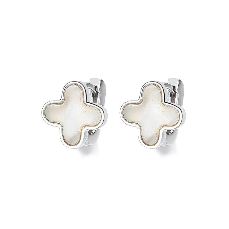 Sterling Silver Fritillary Clover Earrings Women'S Simple Versatile Earrings Ear Buckles Light Luxury Premium Temperament Earrings
