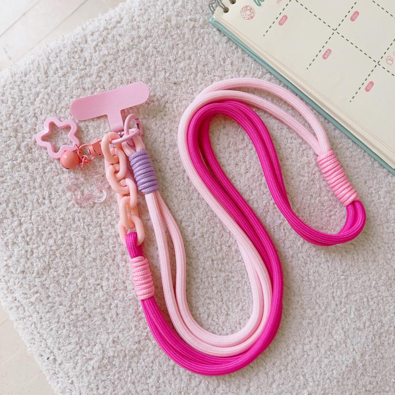 Y2k Korea Cute Star Bell Nylon Diagonal Span Rope Mobile Phone Anti-lost Thickened Halter Chain Outdoor Phone Long Lanyard Chain