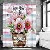 Mother's Day Colorful Flower Shower Curtain, Bathroom Decorative Shower Curtain, Waterproof Shower Curtain with Hooks