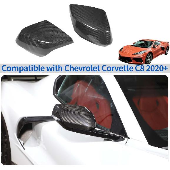 Real Carbon Fiber Door Rear View Mirror Cover Compatible with Chevrolet Corvette C8 2020-2026, Exterior Side Door Rearview Mirror Cover Protective