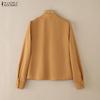 ZANZEA Women Casual Turn Down Collar Solid Color Long Sleeve Blouse