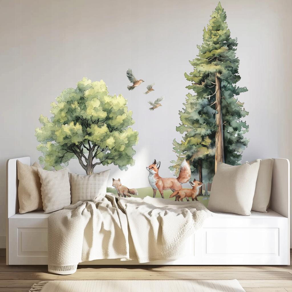 Large Fox Forest Wall Stickers For A Child'S Room