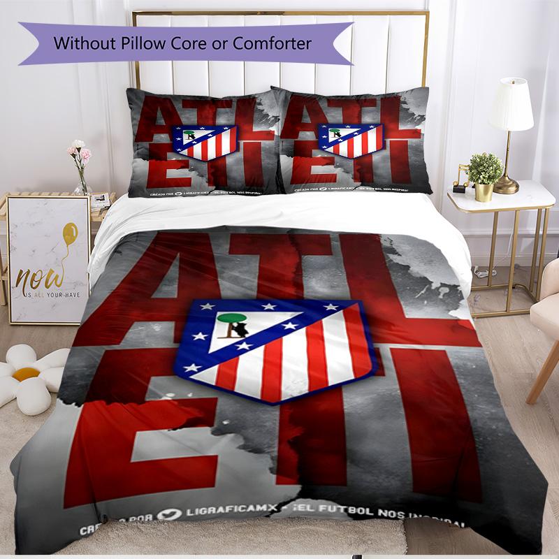 3pcs Duvet Cover Set (1*Duvet Cover + 2*Pillowcase, Without Core), football club Print Soft All‑Season Bedding Set, Home Bedroom Decor Gift