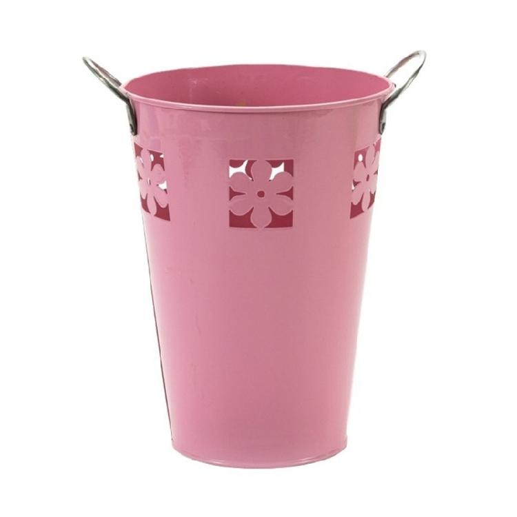 Железное ведро Цветочные горшки Винтажный контейнер для цветов Металлическая ваза Ведро для растения розовый