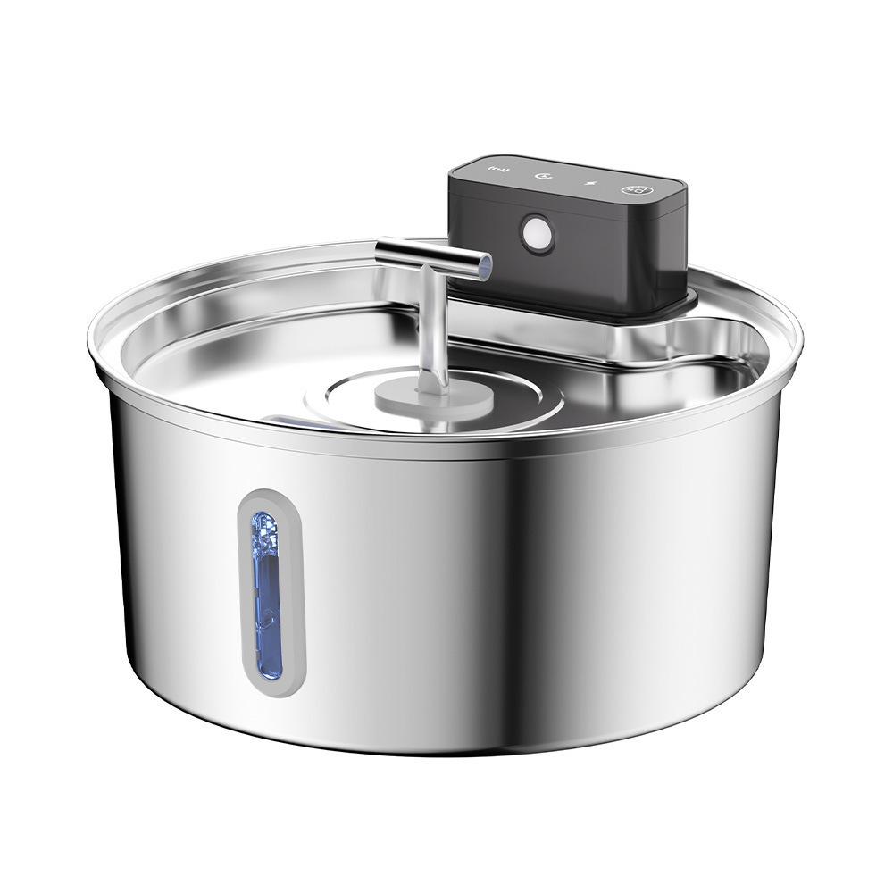 Intelligente Edelstahl-Haustier-Wasserfontäne mit kabellosem Laden