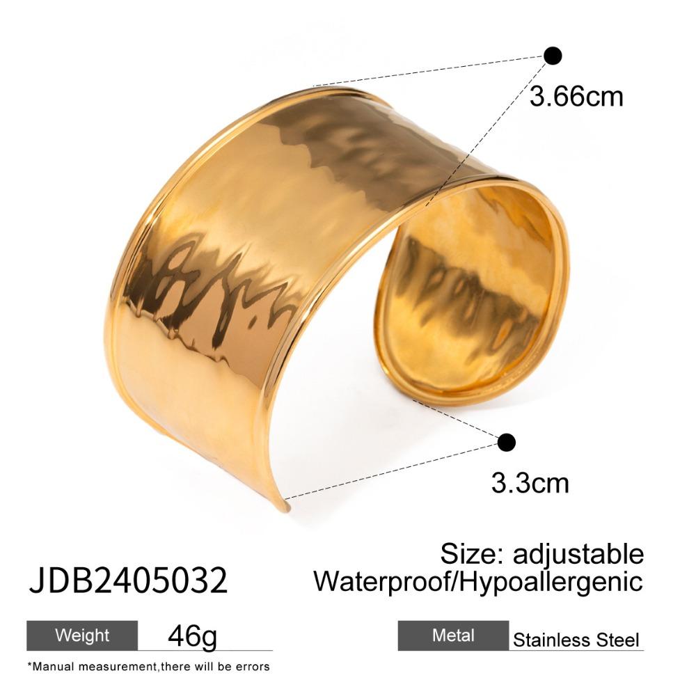 Stainless Steel Hammer Pattern Bracelet Hammered Texture Open Cuff Bangle Autumn Season
