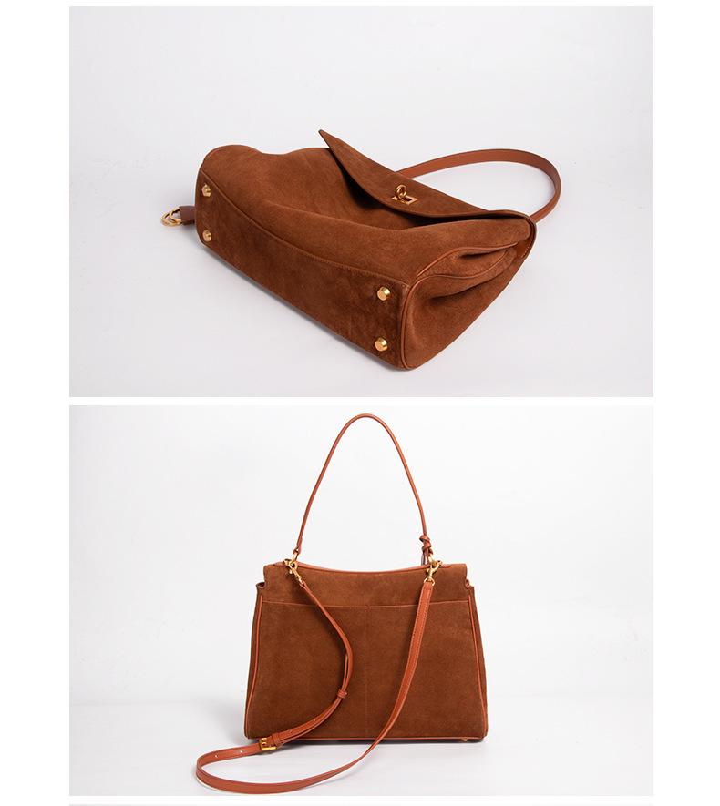 Genuine Leather Crossbody Tote Bag - Large Capacity, Light Luxury Suede Underarm for Women