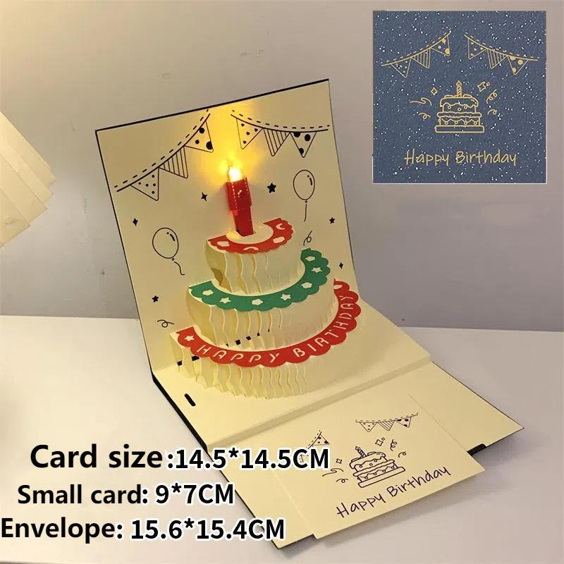 

Музыкальные поздравительные открытки на день рождения 3d всплывающие подарочные карты со светодиодной музыкой подарочные карты с конвертом свадебные украшения для столов ONE SIZE