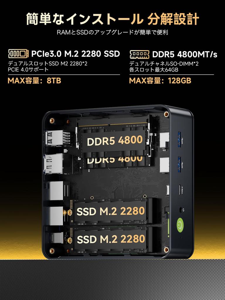 GMKtec M6 Ultra Mini PC Ryzen 5 Výkon než 8K Ryzen Mini Dual WiFi Windows 11 Tichý Kompaktní Počítač pro Video a 32GB 1TB SSD [AMD 7640HS,