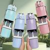 1PC Black White Piano Key Keyboard Print 750ml Color Plastic Sports Water Bottle Leakproof Flip Straw Lid Suitable for Sports Office Home Use