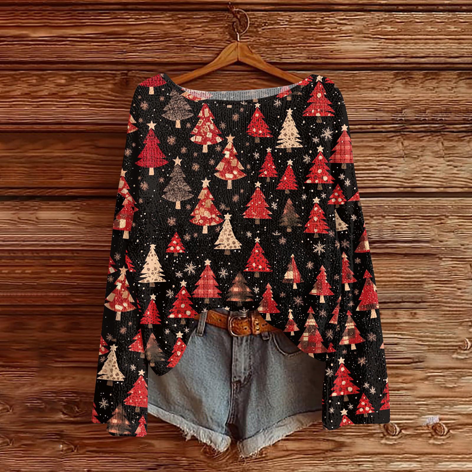 

Женский модный свитер с рождественским принтом, легкий, повседневный трикотажный пуловер с длинным рукавом XXL киноварь