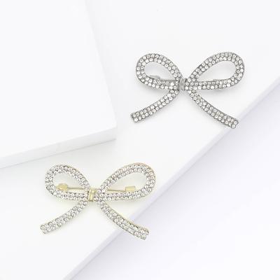 Fashion Alloy Rhinestone Bow Brooch Simple Temperament Women'S Clothing Corsage Jewelry Pin