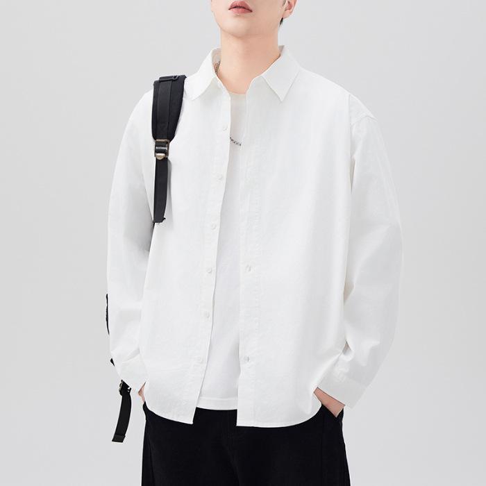 New Japanese Retro Spring Long-sleeved Casual Shirt Men's Pure Cotton Shirt American Style