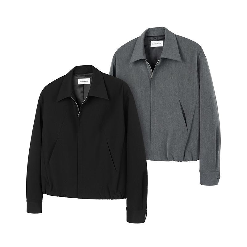 

American retro-blend hinge deconstruction jacket men s spring and autumn Boxy short wide balloon silhouette lapel coach jacket M