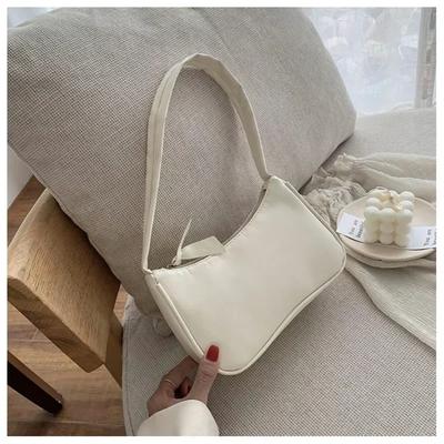 Retro Weiches PU-Leder Damen Schulter-Achseltaschen Lässige Einfarbige Kleine Handtaschen mit Obergriff Damen Mode Schultertaschen