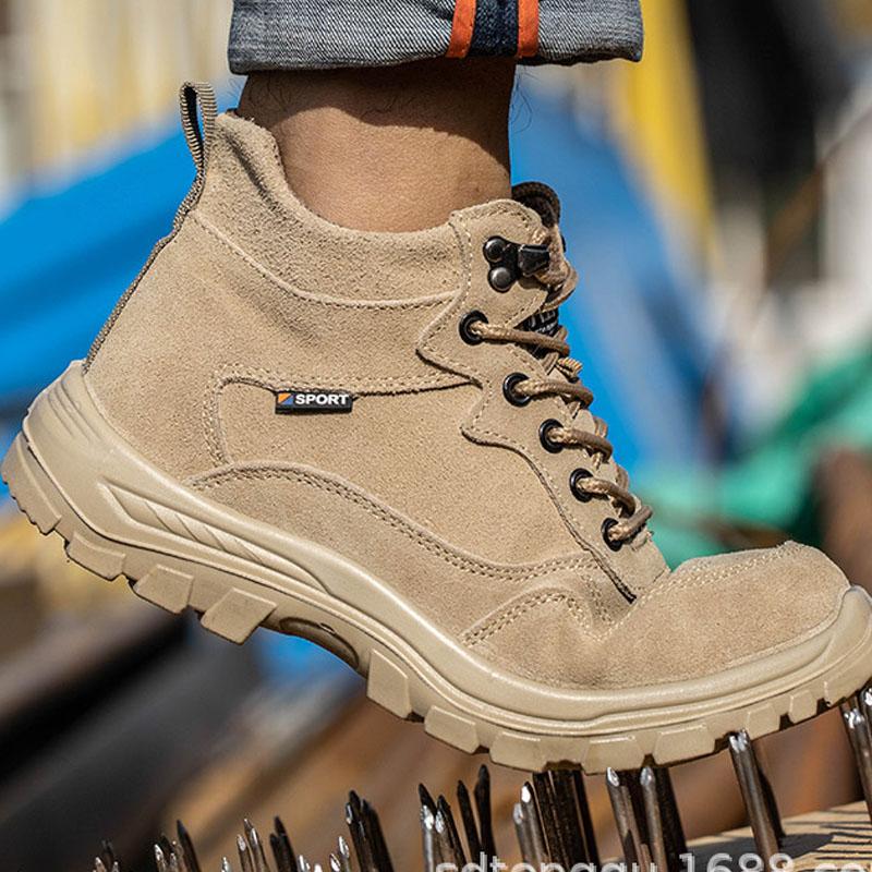 Men's Steel Toe Work Safety Shoes Lightweight Breathable Anti-smashing Work Shoes Male Boots Slip on Casual Sneaker Men Shoes 46