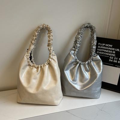 Große Kapazität Unterarmtasche Damen Neu Einfach Plissiert Tragbar Umhängetasche Textur Klasse Pendler Tote Bag
