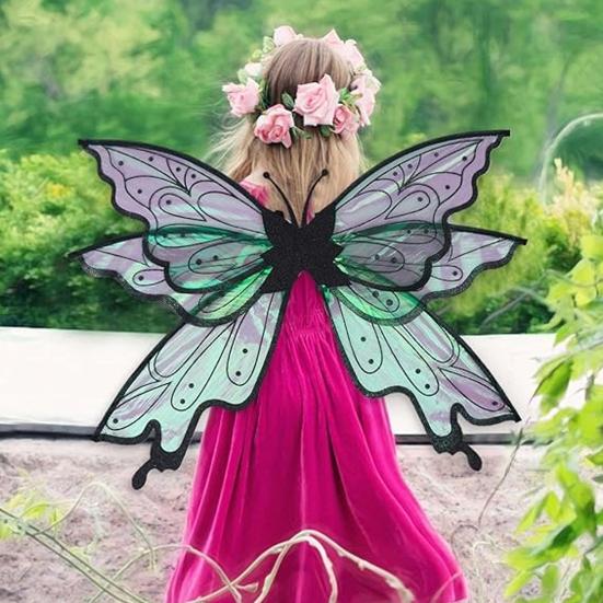 Fairy Wings for Girls Glitter Transparent Butterfly Wings Fairy Costume Halloween Angel Elf Dress Up Accessories for Masquerade Photography