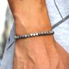 4mm Handmade Natural Stone Beads Bracelet Charm Hematite Cross Braclet For Men Wristband Cruz Jewelry Homme Bileklik